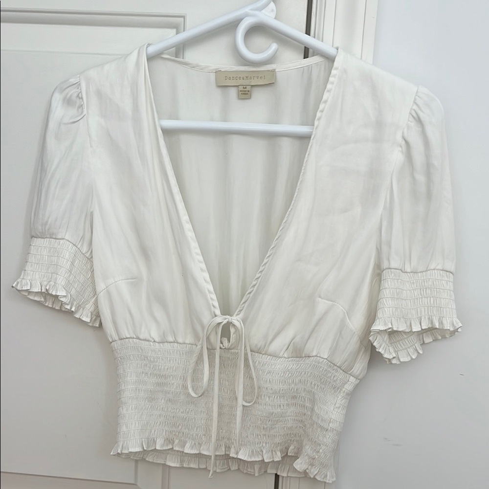 Smocked White Blouse